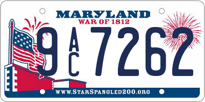 MD license plate 9AC7262