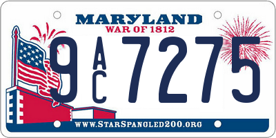 MD license plate 9AC7275
