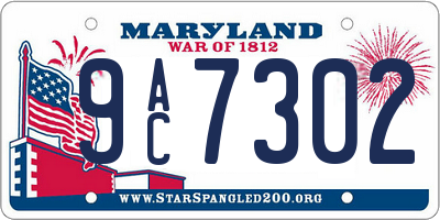 MD license plate 9AC7302