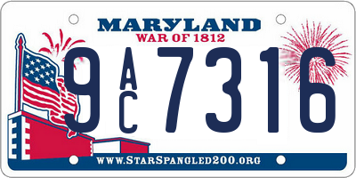 MD license plate 9AC7316