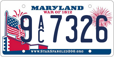 MD license plate 9AC7326