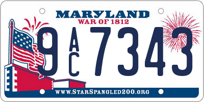 MD license plate 9AC7343