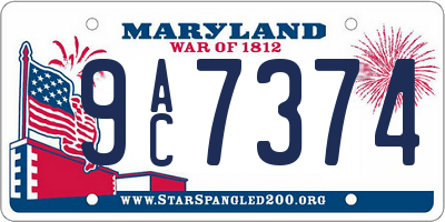 MD license plate 9AC7374