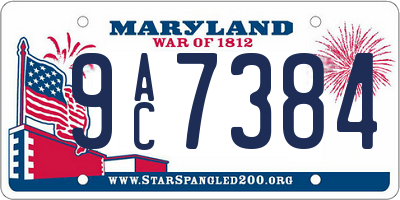 MD license plate 9AC7384