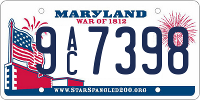 MD license plate 9AC7398