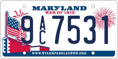 MD license plate 9AC7531