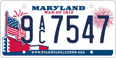 MD license plate 9AC7547