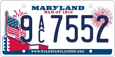MD license plate 9AC7552