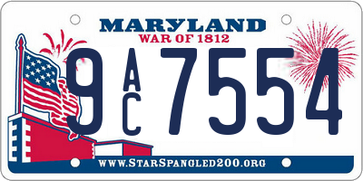 MD license plate 9AC7554