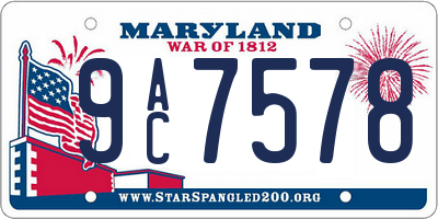 MD license plate 9AC7578