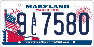 MD license plate 9AC7580