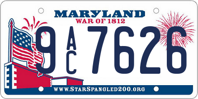 MD license plate 9AC7626