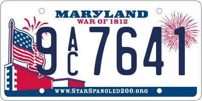MD license plate 9AC7641