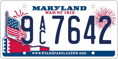 MD license plate 9AC7642