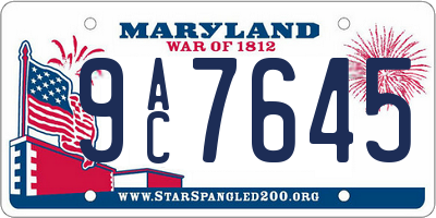 MD license plate 9AC7645