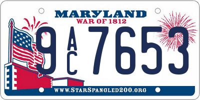 MD license plate 9AC7653