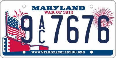 MD license plate 9AC7676