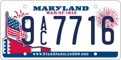 MD license plate 9AC7716