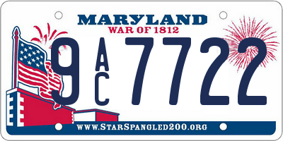 MD license plate 9AC7722