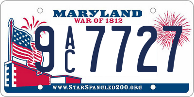 MD license plate 9AC7727