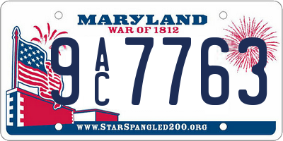 MD license plate 9AC7763