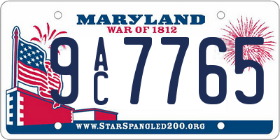 MD license plate 9AC7765