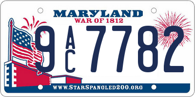 MD license plate 9AC7782