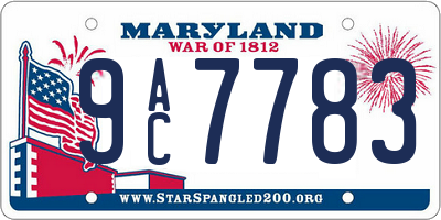 MD license plate 9AC7783
