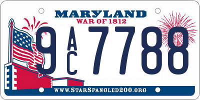 MD license plate 9AC7788