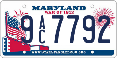 MD license plate 9AC7792