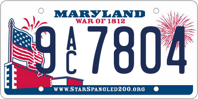 MD license plate 9AC7804