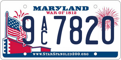 MD license plate 9AC7820