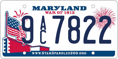 MD license plate 9AC7822