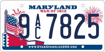 MD license plate 9AC7825