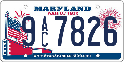 MD license plate 9AC7826