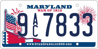 MD license plate 9AC7833