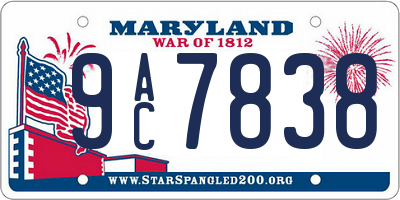 MD license plate 9AC7838
