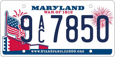 MD license plate 9AC7850