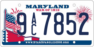 MD license plate 9AC7852