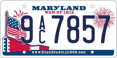 MD license plate 9AC7857