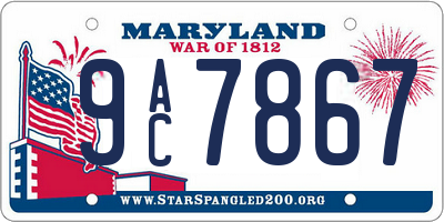MD license plate 9AC7867