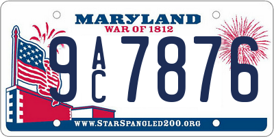 MD license plate 9AC7876