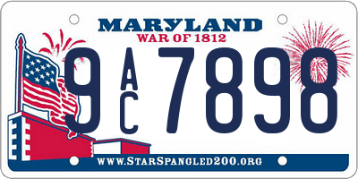 MD license plate 9AC7898