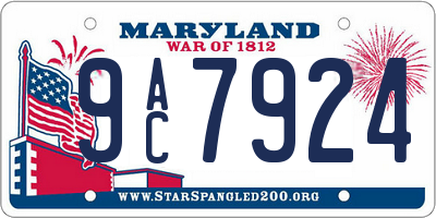 MD license plate 9AC7924