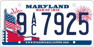 MD license plate 9AC7925
