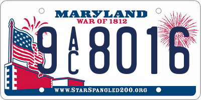 MD license plate 9AC8016