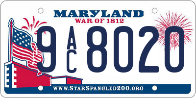 MD license plate 9AC8020