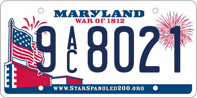 MD license plate 9AC8021