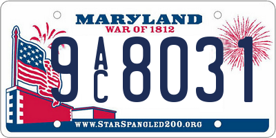 MD license plate 9AC8031