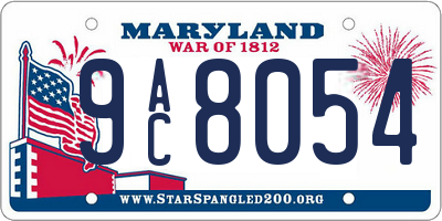 MD license plate 9AC8054
